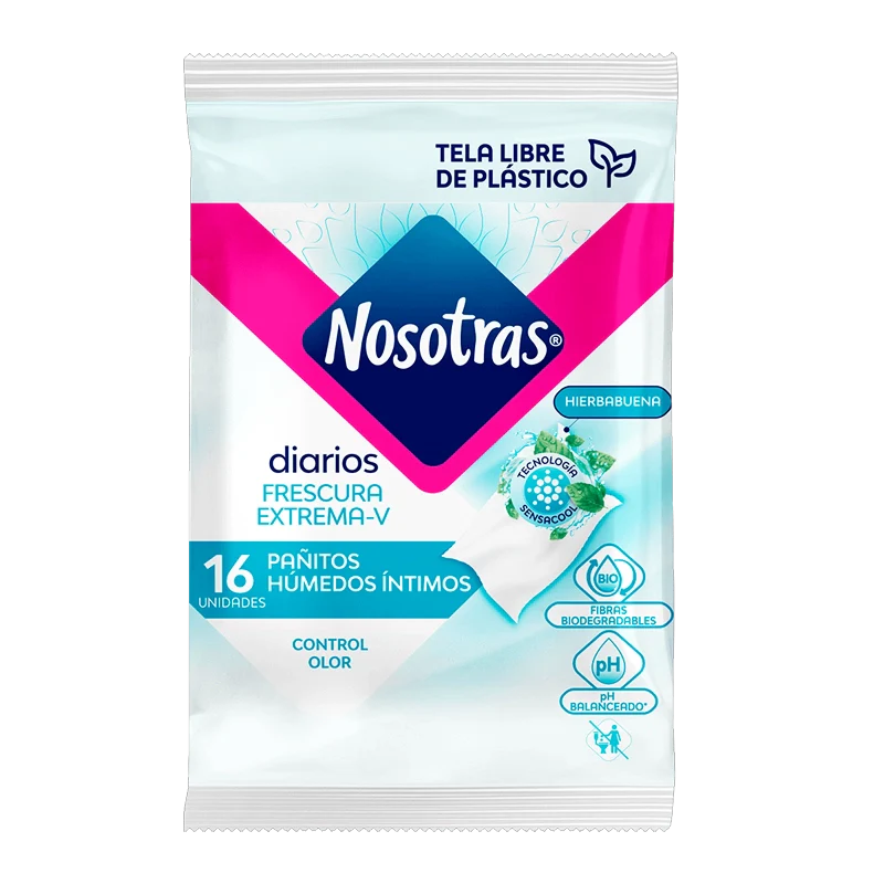 PAÑITOS HUMEDOS INTIMOS NOSOTRAS FRESCURA EXTREMA X 16 UND