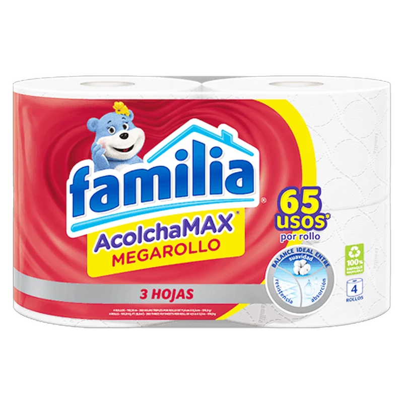 PAPEL HIGIENICO FAMILIA ACOLCHAMAX MEGA X 4 X 29.6 MT