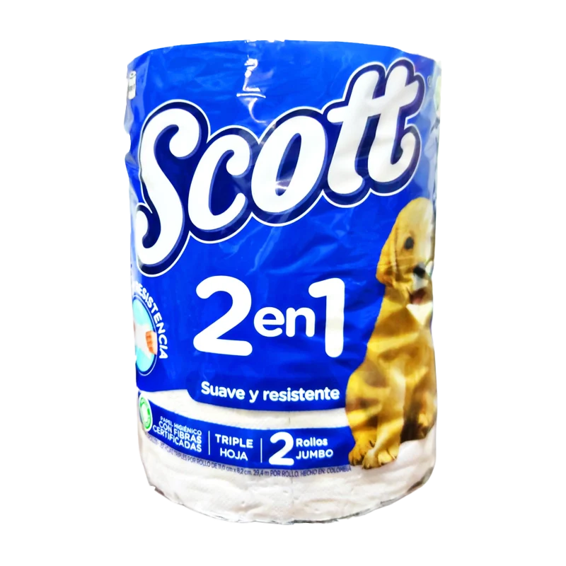PAPEL HIGIENICO SCOTT 2 EN 1 X 2 ROLLOS
