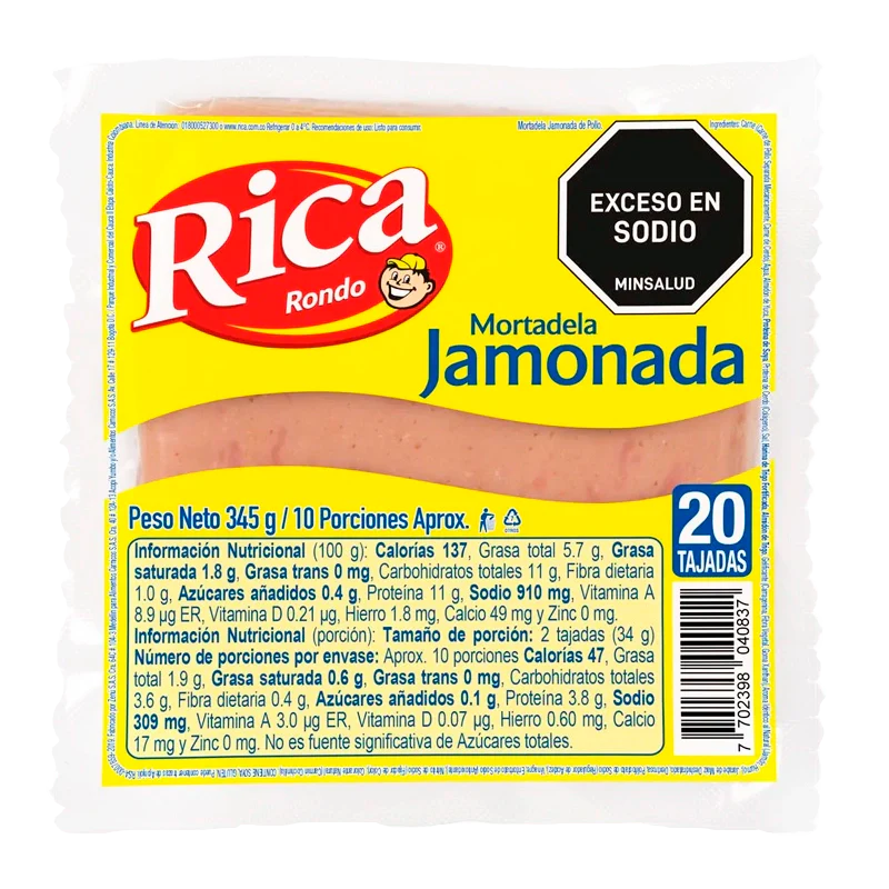 MORTADELA JAMONADA RICA X 345GR