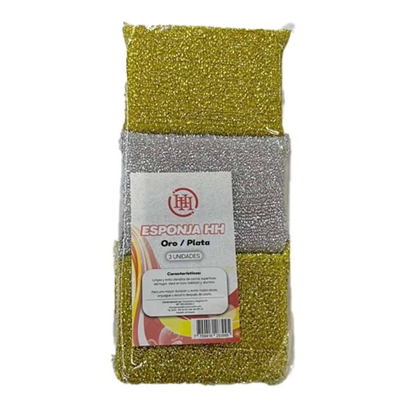 ESPONJA ORO PLATA HH X 3 UND