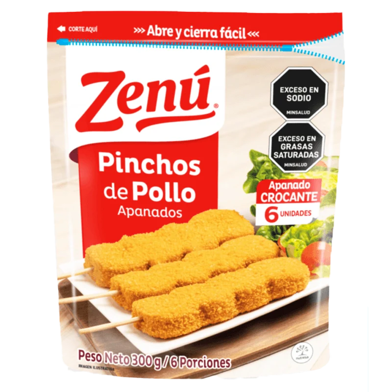 PINCHOS DE POLLO APANADOS ZENU X 300 GR