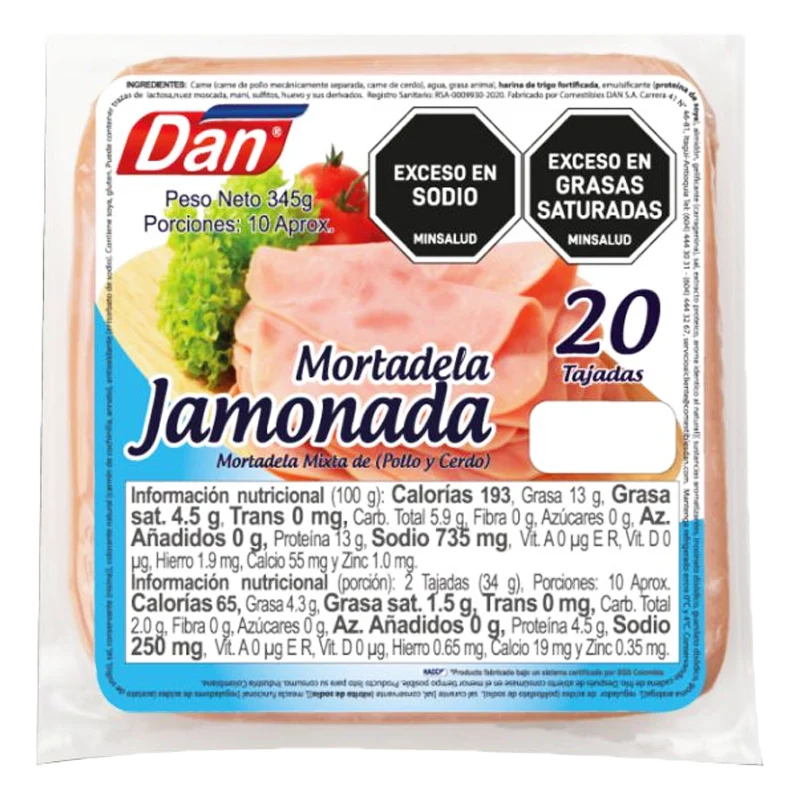 MORTADELA JAMONADA DAN X 345 GR