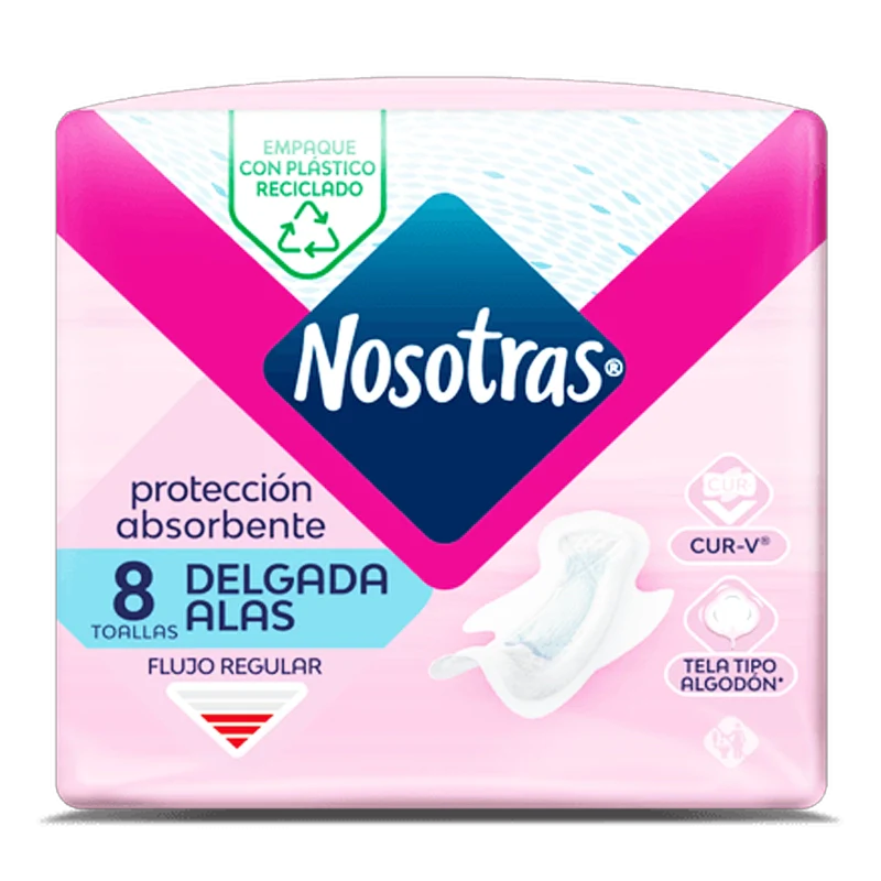 TOALLAS NOSOTRAS DELGADA ALAS TELA X 8UND