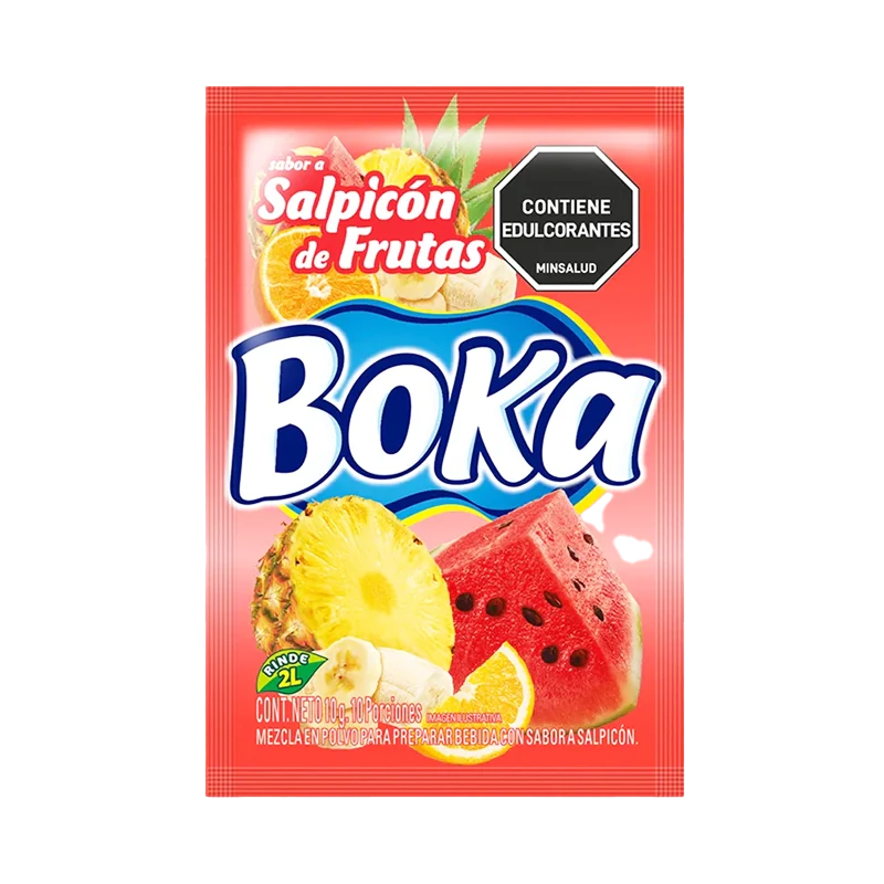 REFRESCO BOKA SABOR A SALPICON DE FRUTAS X 10 GR