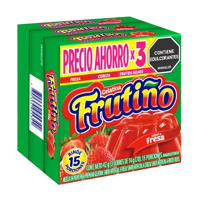 GELATINA FRUTIÑO FRESA CEREZA FRUTOS ROJOS X 42GR