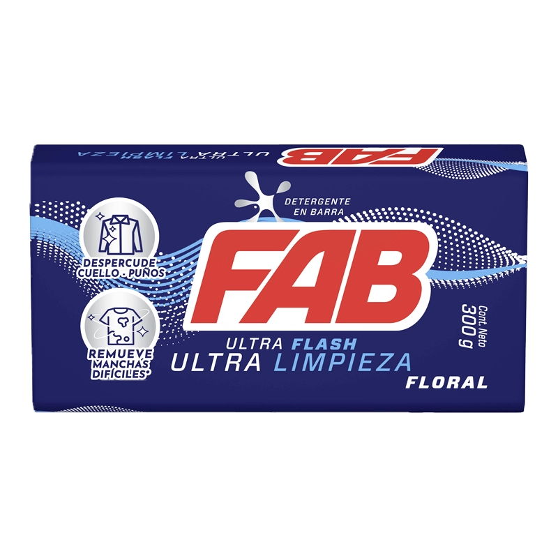 DETERGENTE FAB EN BARRA MULTIUSOS FLORAL ULTRA X 300 GR