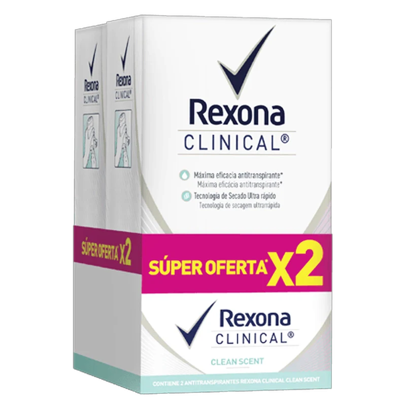 DESODORANTE REXONA CLINICAL CLEAN SCENT X 2 X 48 GR