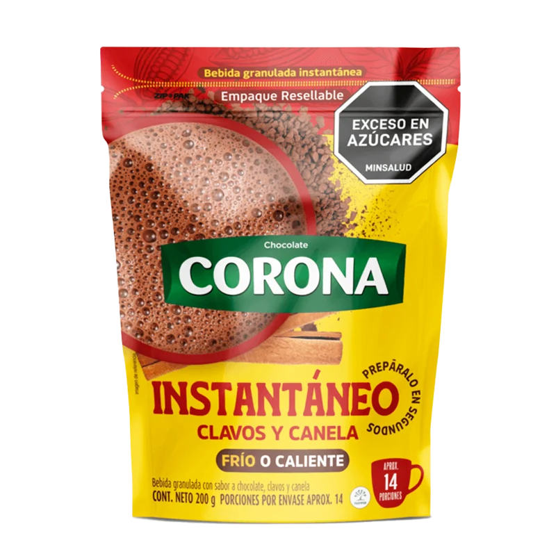 CHOCOLATE CORONA INSTANTANEA CLAVOS Y CANELA X 200 GR