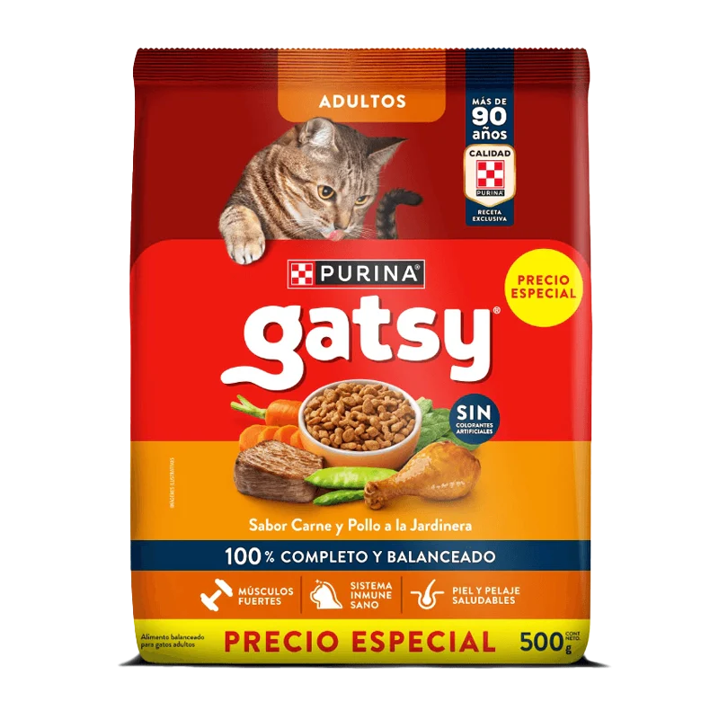 ALIMENTO PARA GATO GATSY POLLO Y CARNE PE X 500 GR
