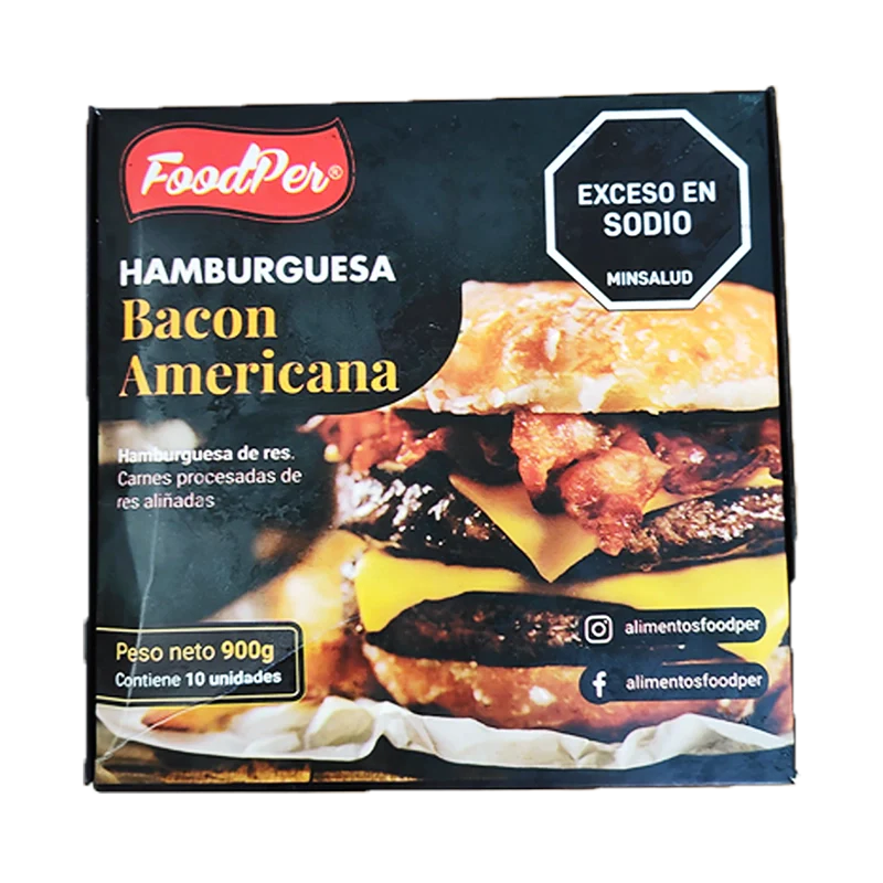 HAMBURGUESA FOODPER BACON AMERICANO X 10 X 900GR