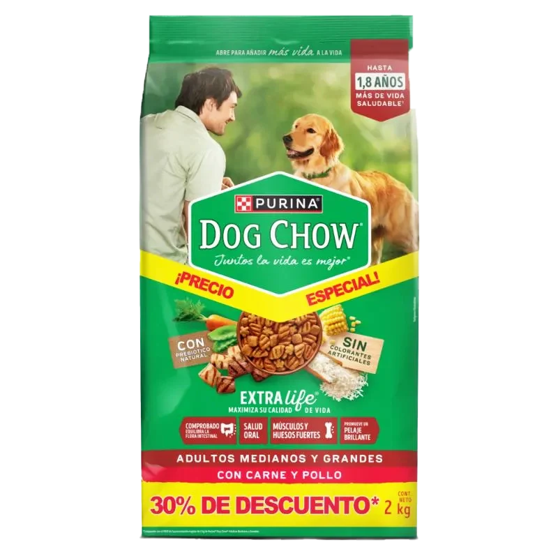 ALIMENTO PARA PERRO DOG CHOW ADULTOS MED GRA X 2 K 30%