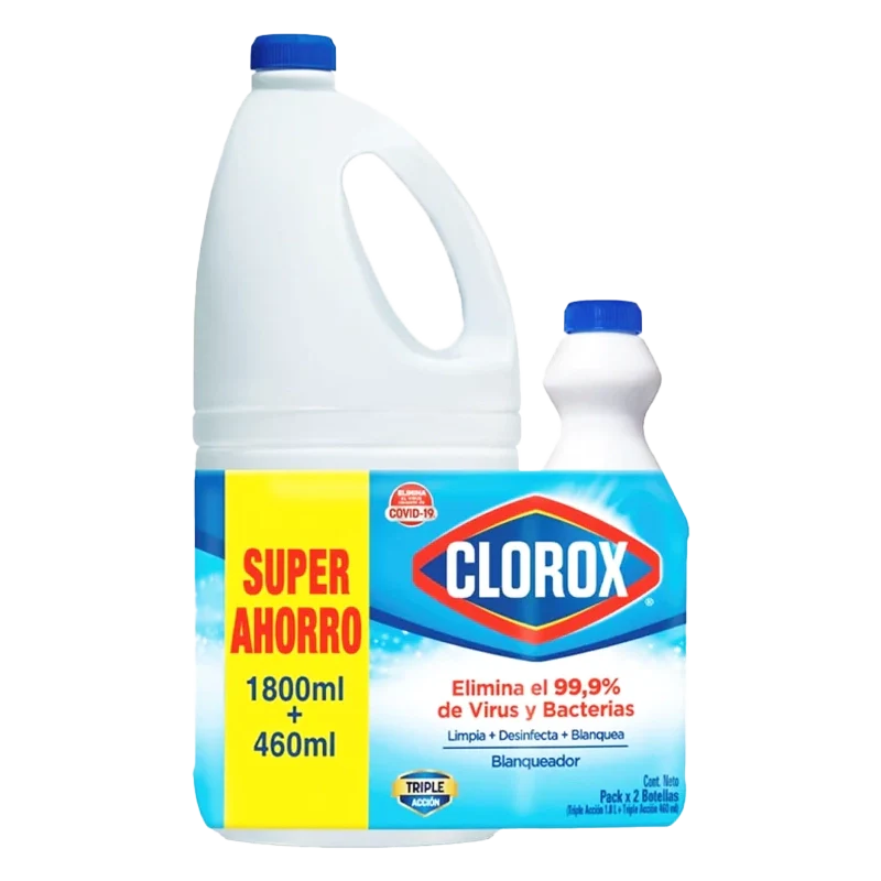 BLANQUEADOR CLOROX REGULAR X 1800ML + CLORO X 460 ML