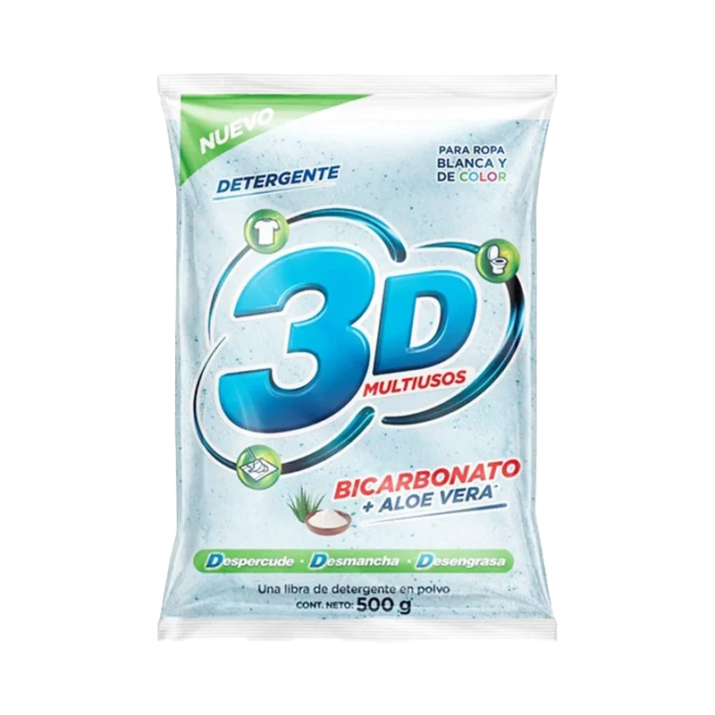DETERGENTE 3D MULTIUSOS POLVO X 500 GR