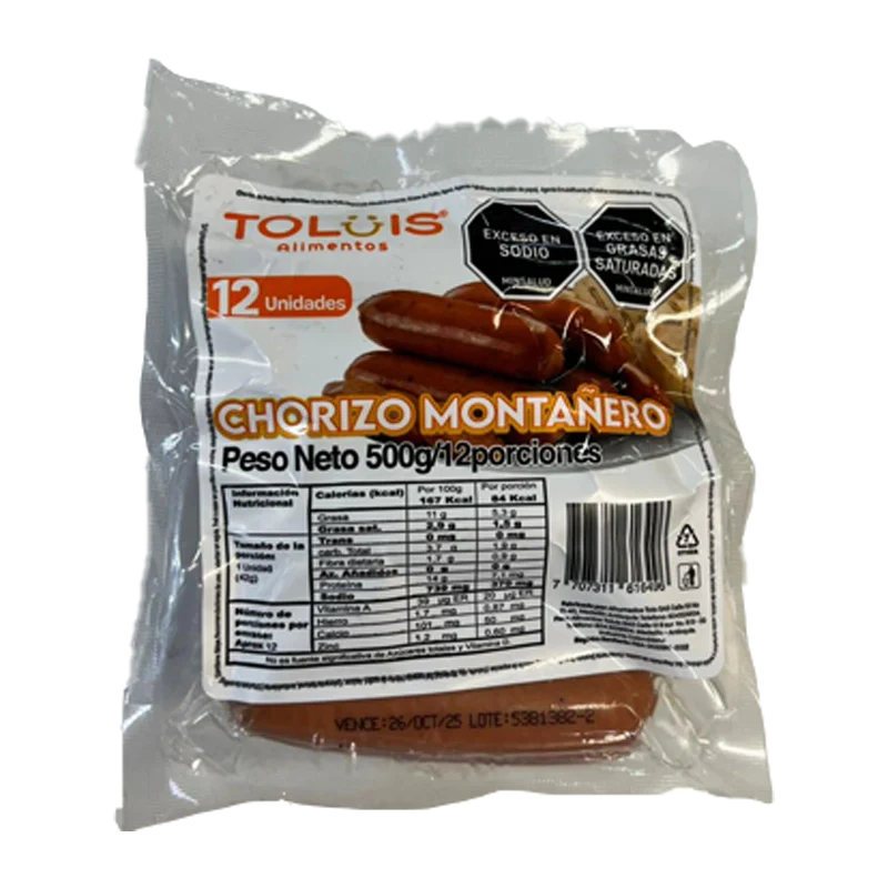 CHORIZO MONTAÑERO AHUMADOS TOTO X 500GR
