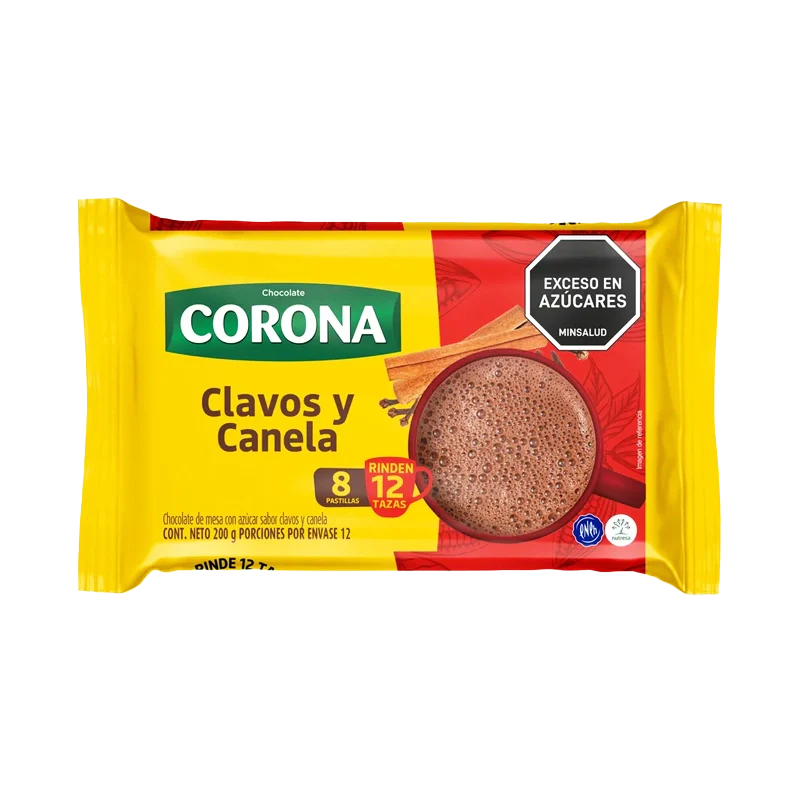 CHOCOLATE CORONA CLAVOS Y CANELA X 200GR