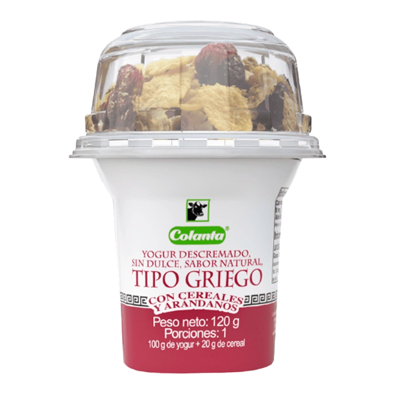 YOGURT GRIEGO CEREAL ARANDANO COLANTA X 120 GR