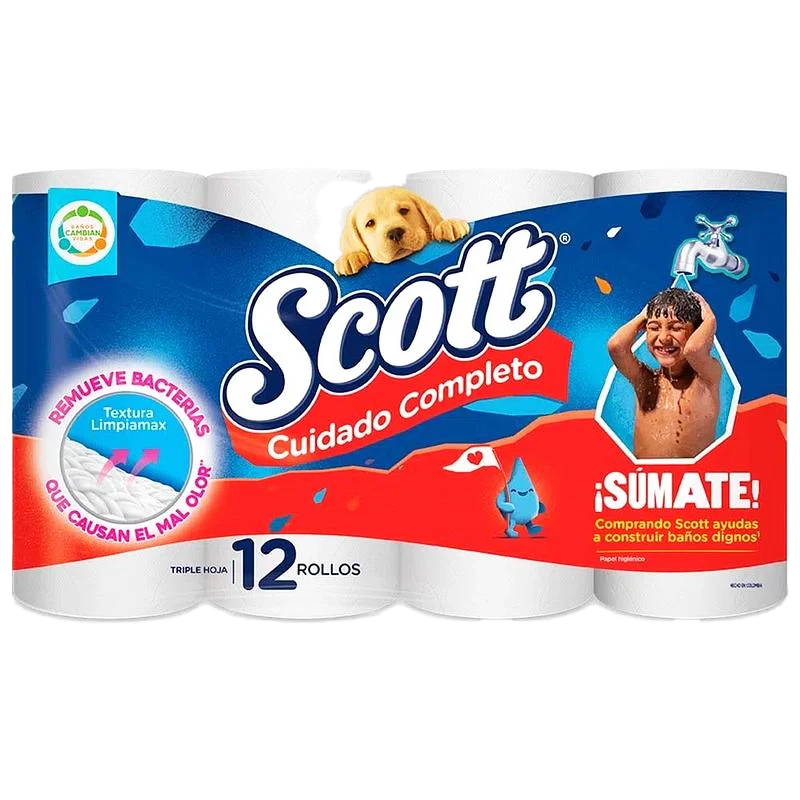 PAPEL HIGIENICO SCOTT CUIDADO COMPLETO  NUEVO X 12 UND