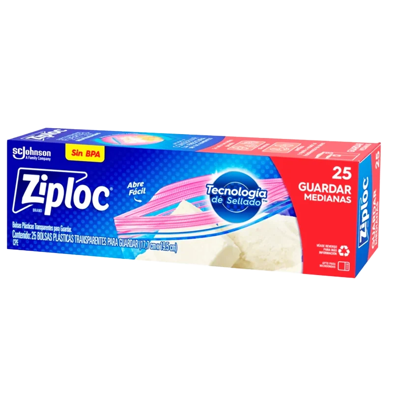 BOLSA ZIPLOC ALMACENAR MEDIANA X 25 UND