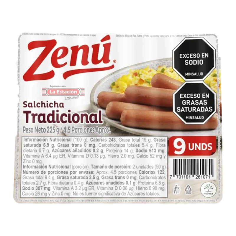 SALCHICHA TRADICIONAL ZENU X 225 G