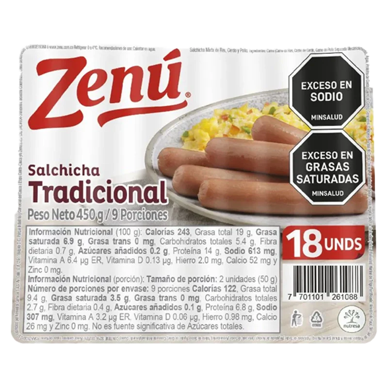 SALCHICHA TRADICIONAL ZENU X 450 GR