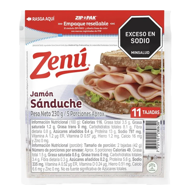 JAMON ZENU SANDWICH X 230 G
