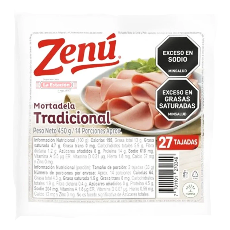 MORTADELA TRADICIONAL ZENU X 450 GR
