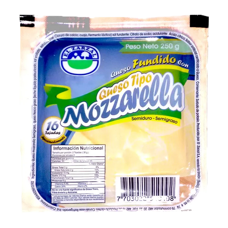 QUESO EL ZARZAL FUNDIDO TIPO MOZZARELLA BANDEJA X 250 GR