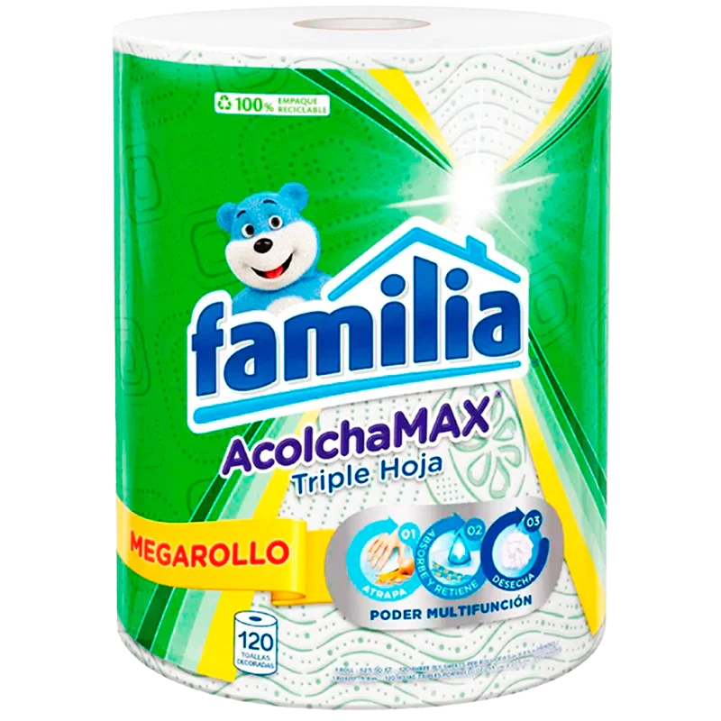TOALLAS DE COCINA FAMILIA ACOLCHAMAX MEGARROLLO DECORADA X 120 UND