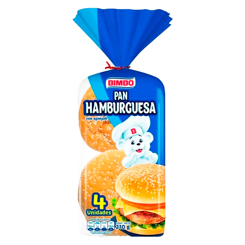 PAN HAMBURGUESA BIMBO CON AJONJOLI X 4 X 210 GR