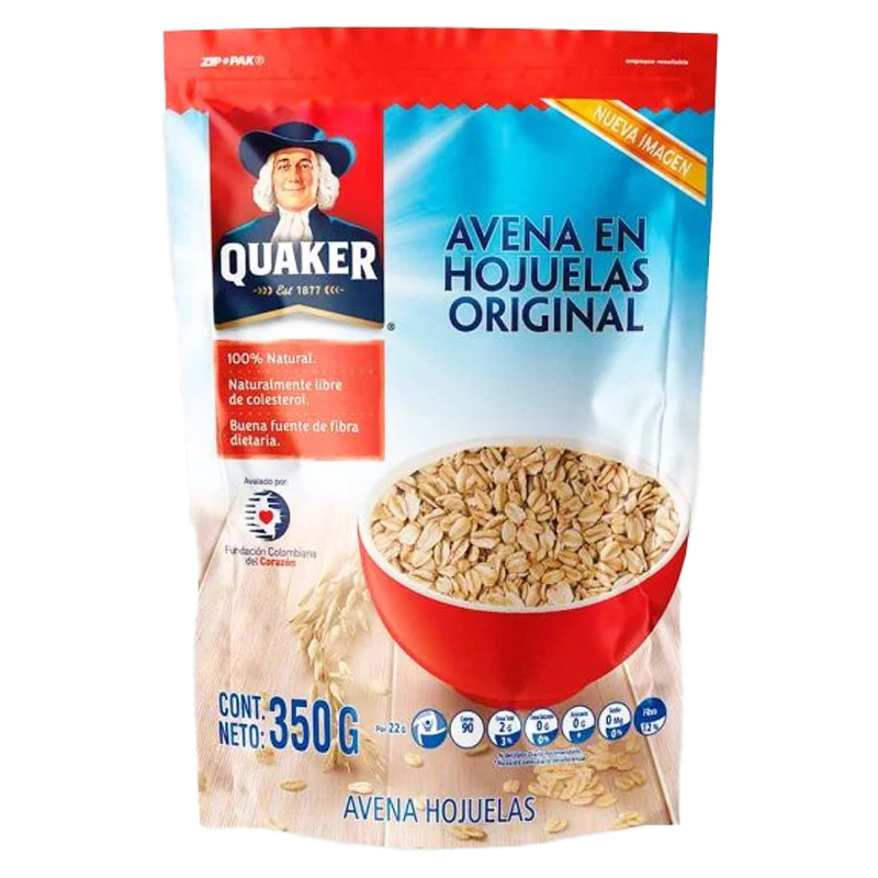 AVENA QUAKER HOJUELA DOYPACK  ZIPPER X 350 GR