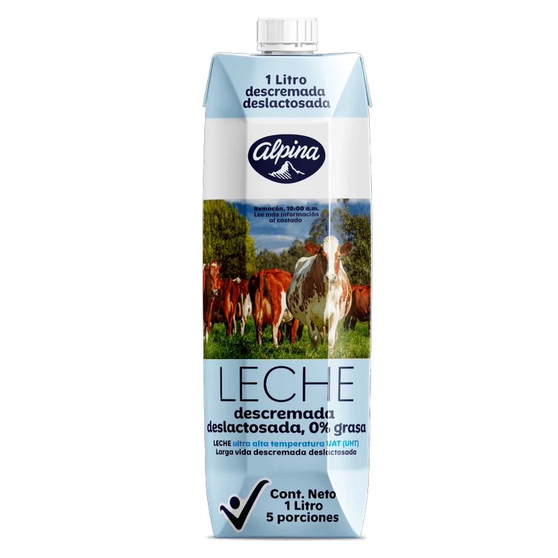 LECHE ALPINA DESLACTOSADA DESCREMADA UHT  X 1000 ML