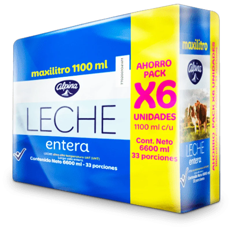 LECHE ALPINA ENTERA UHT X 6 X 1100 ML