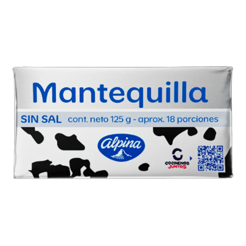 MANTEQUILLA ALPINA SIN SAL A X 125 GR