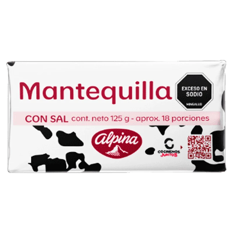 MANTEQUILLA ALPINA CON SAL  X 125 GR