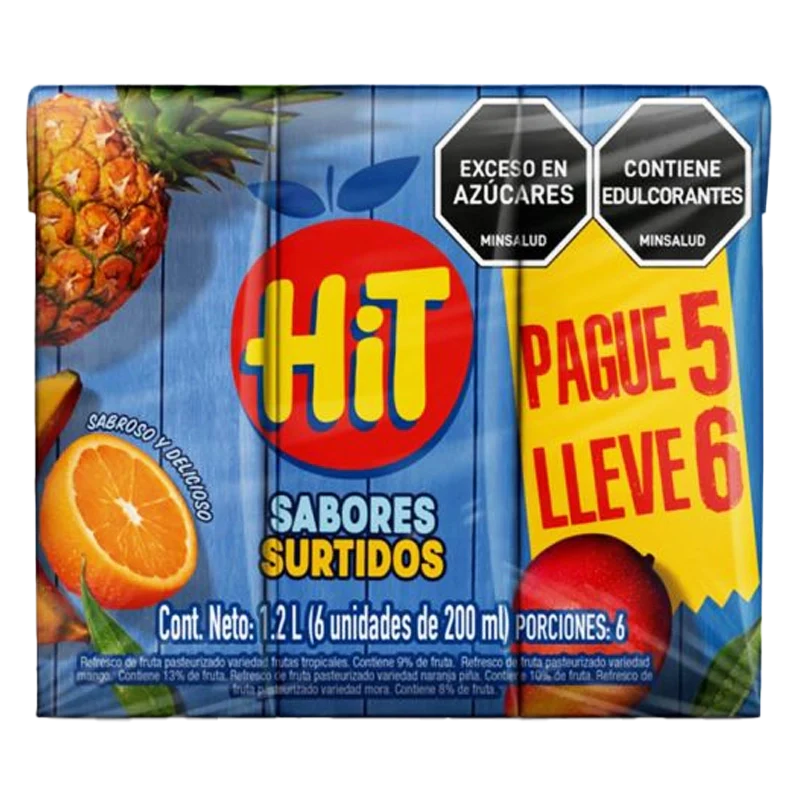 JUGO HIT SURTIDO PAGUE 5 LLEVE 6 X 200 ML C/U