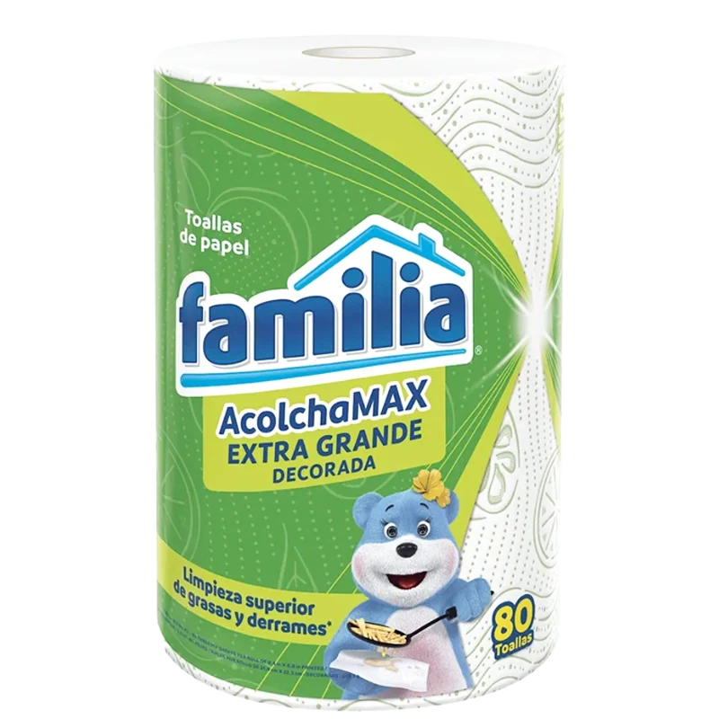 TOALLAS DE COCINA FAMILIA ACOLCHAMAX EXTRA GRANDE DECORADAS 1 ROLLO X  80 HOJAS